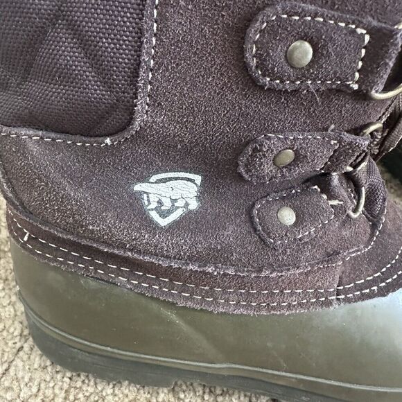 Women’s Boots Rain Winter Snow Mid-Calf Green Duck Boot Faux Fur Lace Up Size 9 - Picture 2 of 6